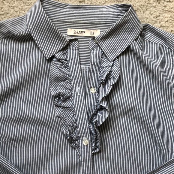 Stripe Ruffle Button Down - Picture 2 of 4